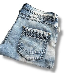 Vertikal Jeans Mens Size 36x 13 Blue Acid Wash Denim Straight‎ Leg Shorts